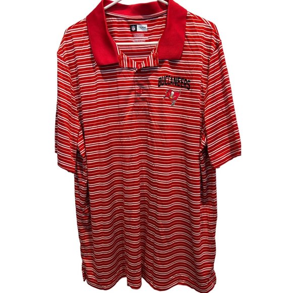 NFL Football‎ Tampa Buccaneers Polo Shirt size XXL, Red White Stripe, Team Logo - Picture 1 of 4
